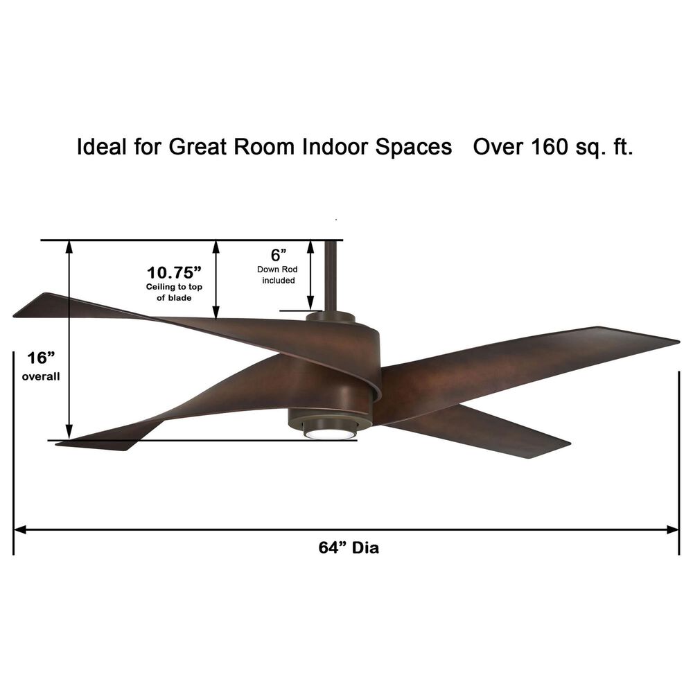 Minka-Aire Artemis IV 64" Ceiling Fan with LED Light and Toned Tobacco Blades in Oil Rubbed Bronze, , large