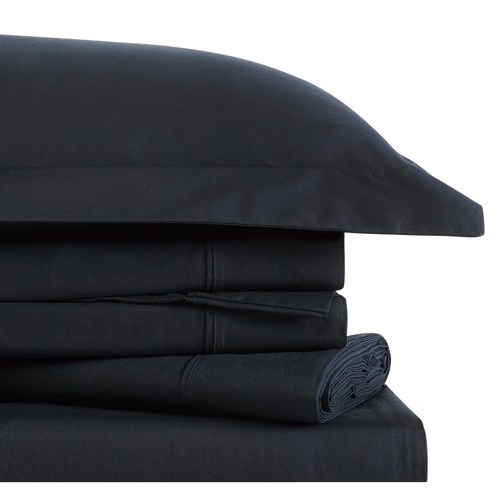 Pem America Brooklyn Loom Classic 4-Piece Queen Sheet Set in Black, , large