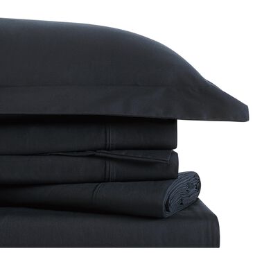 Pem America Brooklyn Loom Classic 4-Piece Queen Sheet Set in Black, , large