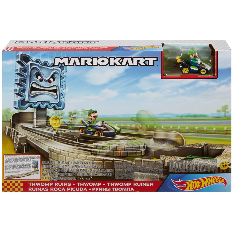 Mattel Hot Wheels Mario Kart Thwomp Ruins Track Set, , large