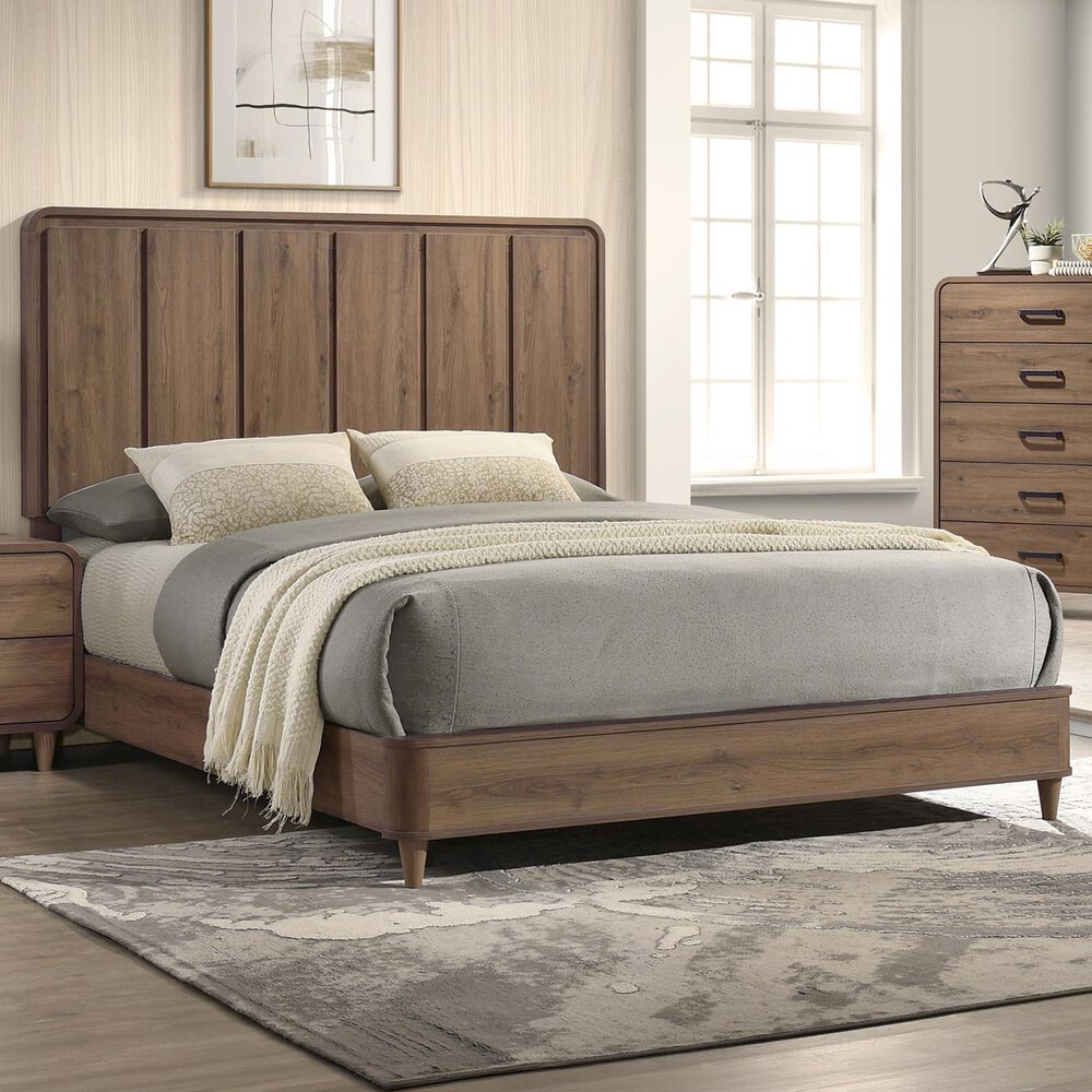 Crown Mark Nyomi Queen Panel Bed in Light Brown, , large