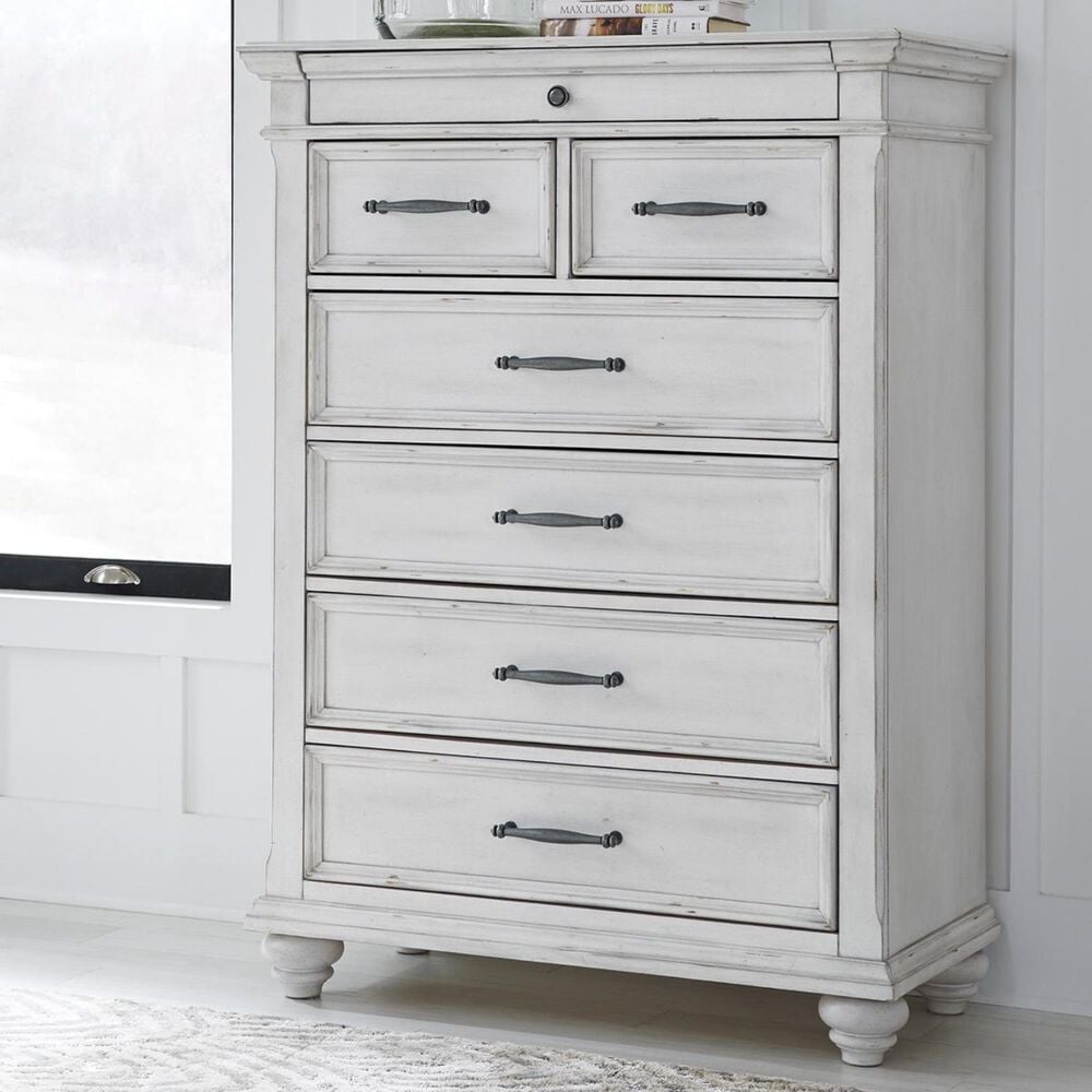 Ashley Kanwyn 7 Drawer Chest in Distressed Whitewash, , large