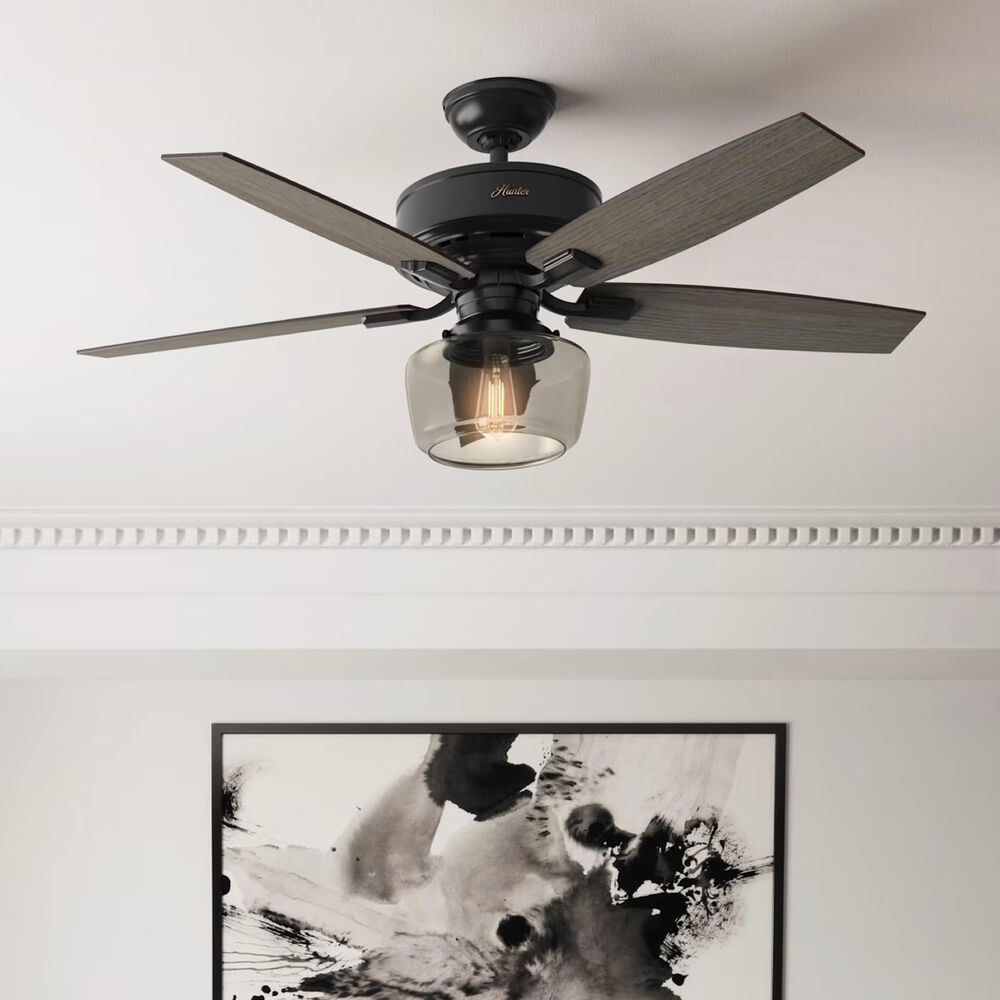 Hunter Bennett 52&quot; Ceiling Fan with Light in Matte Black, , large