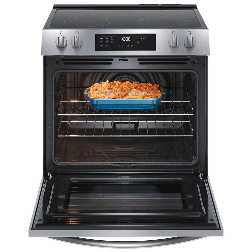 Frigidaire 30&quot; Front Control Electric Range and 1.8 Cu. Ft. OTR Microwave Kitchen Package in Stainless Steel, , large