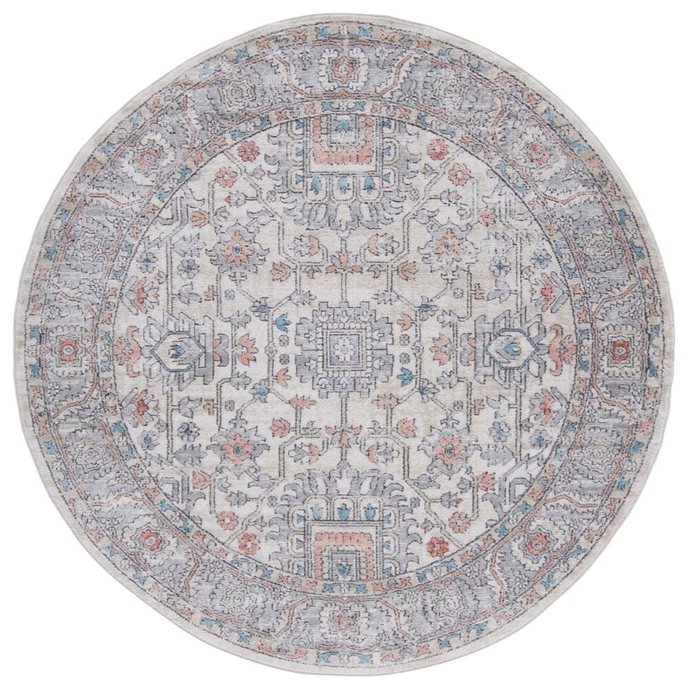 Safavieh Oregon 8" Round Grey and Ivory Area Rug, , large