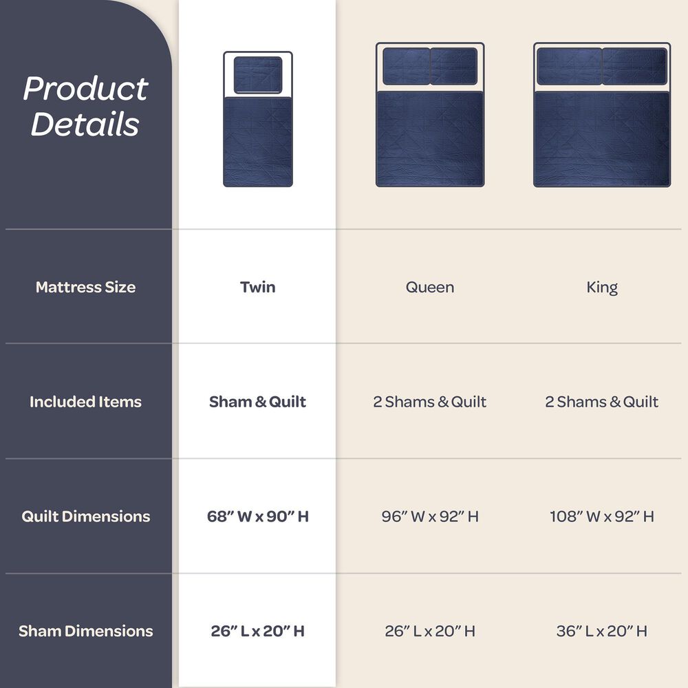 Timberlake 2-Piece Velvet Twin Quilt Set in Navy, , large