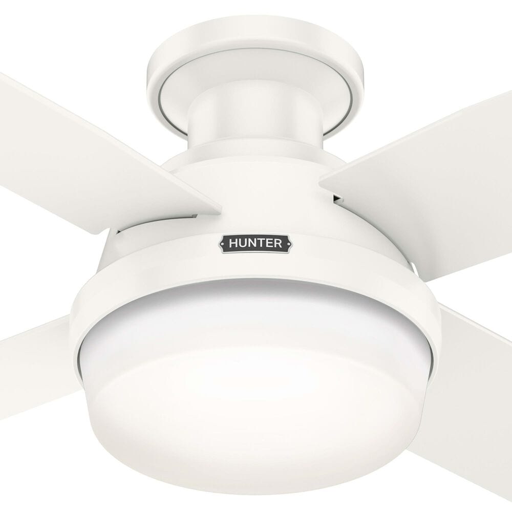 Hunter Dempsey Low Profile 44&quot; Ceiling Fan with LED Lights in Fresh White, , large