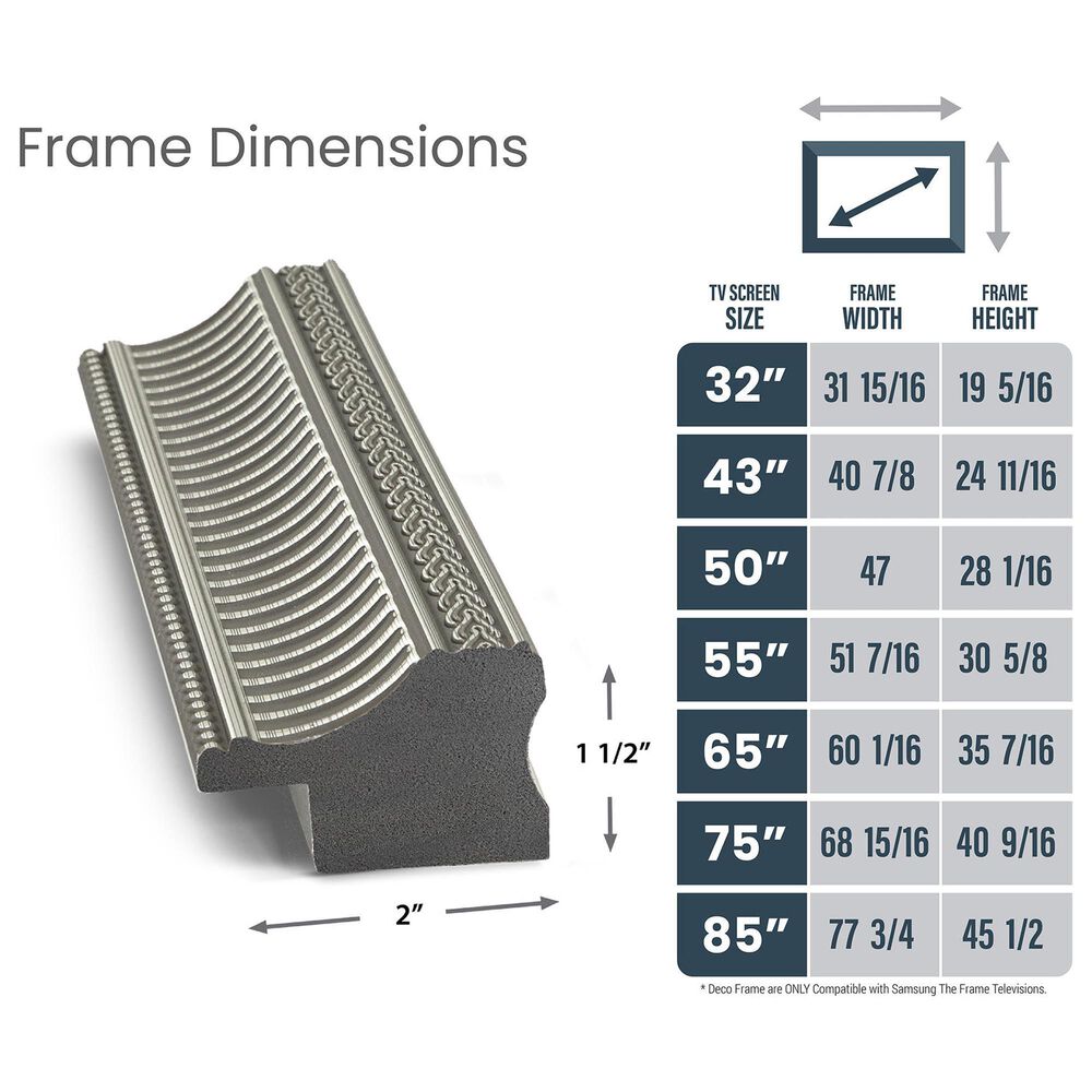 Deco TV Frames Slim 32" Frame Bezel for Samsung the Frame TV in Empire Silver, , large