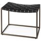 Mercana Clarissa Stool with Black Leather Woven Seat in Gold, , large