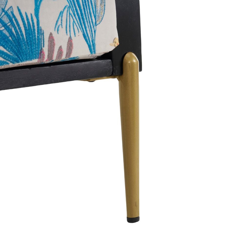 Hearth and Haven Floral Velvet Lounge Arm Chair with Gold Metal Legs in Blue, , large