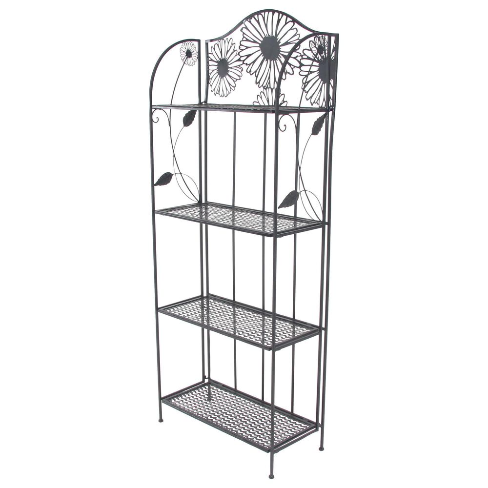 Maple and Jade 66" Traditional Bakers Rack in Black, , large