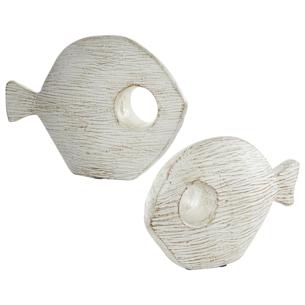 Maple and Jade Coastal Ceramic Sculpture in White (Set of 2), , large