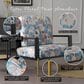 Hearth and Haven Floral Velvet Lounge Arm Chair with Gold Metal Legs in Blue, , large