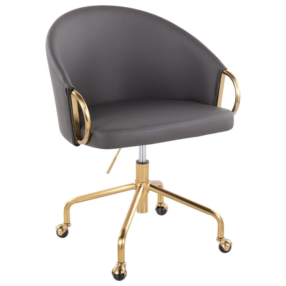 Lumisource Claire Task Chair with Grey Cushion in Gold, , large