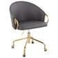 Lumisource Claire Task Chair with Grey Cushion in Gold, , large