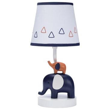Lambs and Ivy Playful Elephant Table Lamp in Indigo Blue, White and Caramel, , large