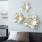Maple and Jade 17", 19", 26" 3D Floral Home Wall Decor in Polished Gold (Set of 3), , large