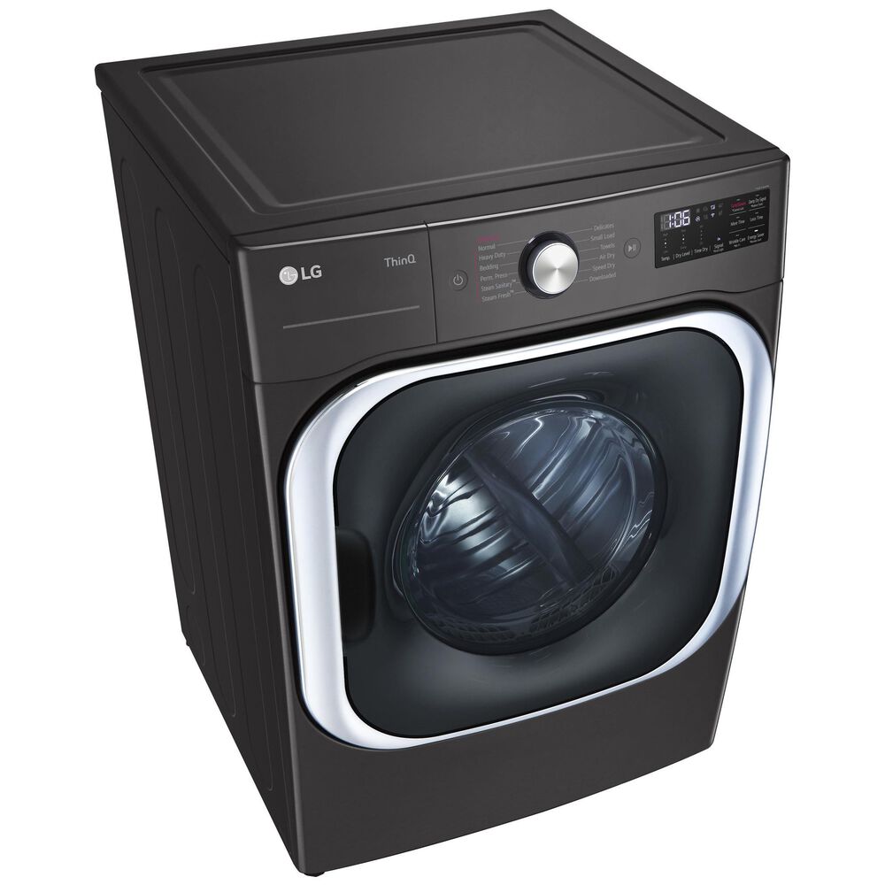 LG 9 Cu. Ft. Smart Wi-Fi Enabled Front Load Electric Dryer with TurboSteam in Black Steel, , large