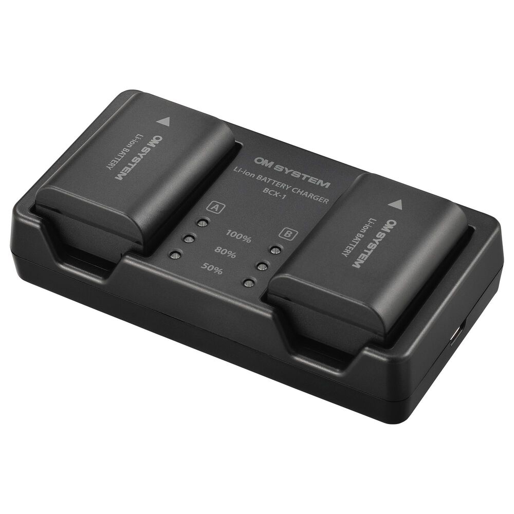 OM- System BCX-1 Lithium Ion Rechargeable Battery and Charger Set in Black, , large