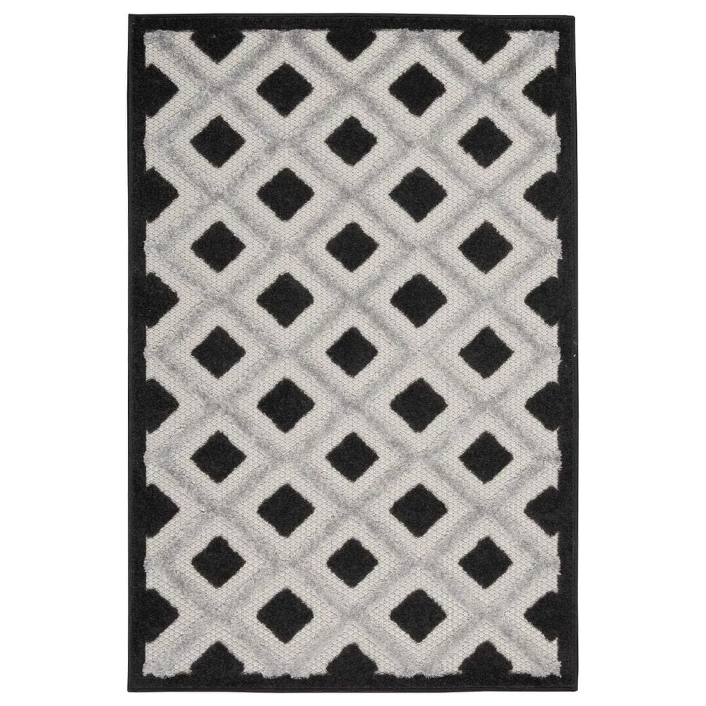 Nourison Aloha Geometric 3"6" x 5"6" Black and White Indoor/Outdoor Area Rug, , large