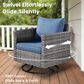HOMLUX 3-Piece Patio Conversation Set with Square-Arm Swivel Rocking Chairs in Denim Blue, , large