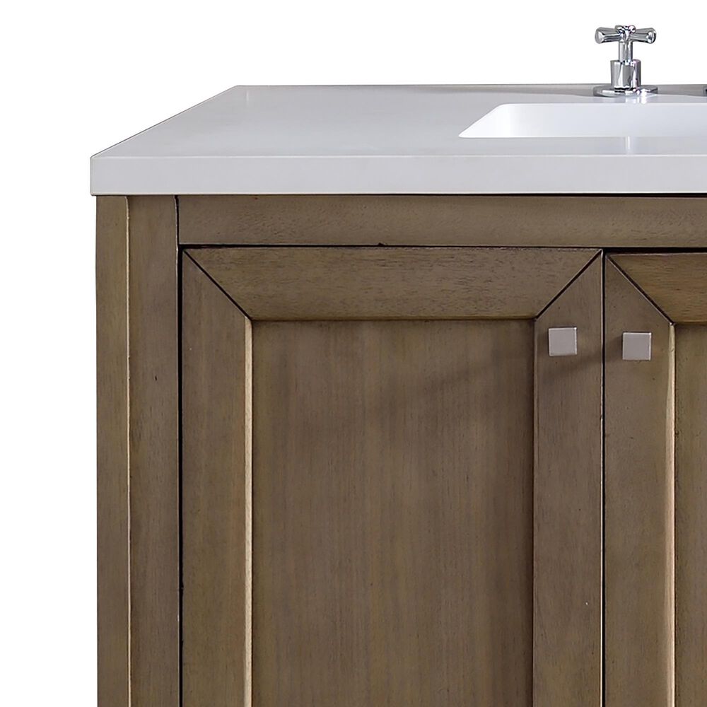 James Martin Vanities Chicago 72&quot; Double Bathroom Vanity in White Washed Walnut with 3 cm White Zeus Quartz Top and Rectangular Sinks, , large