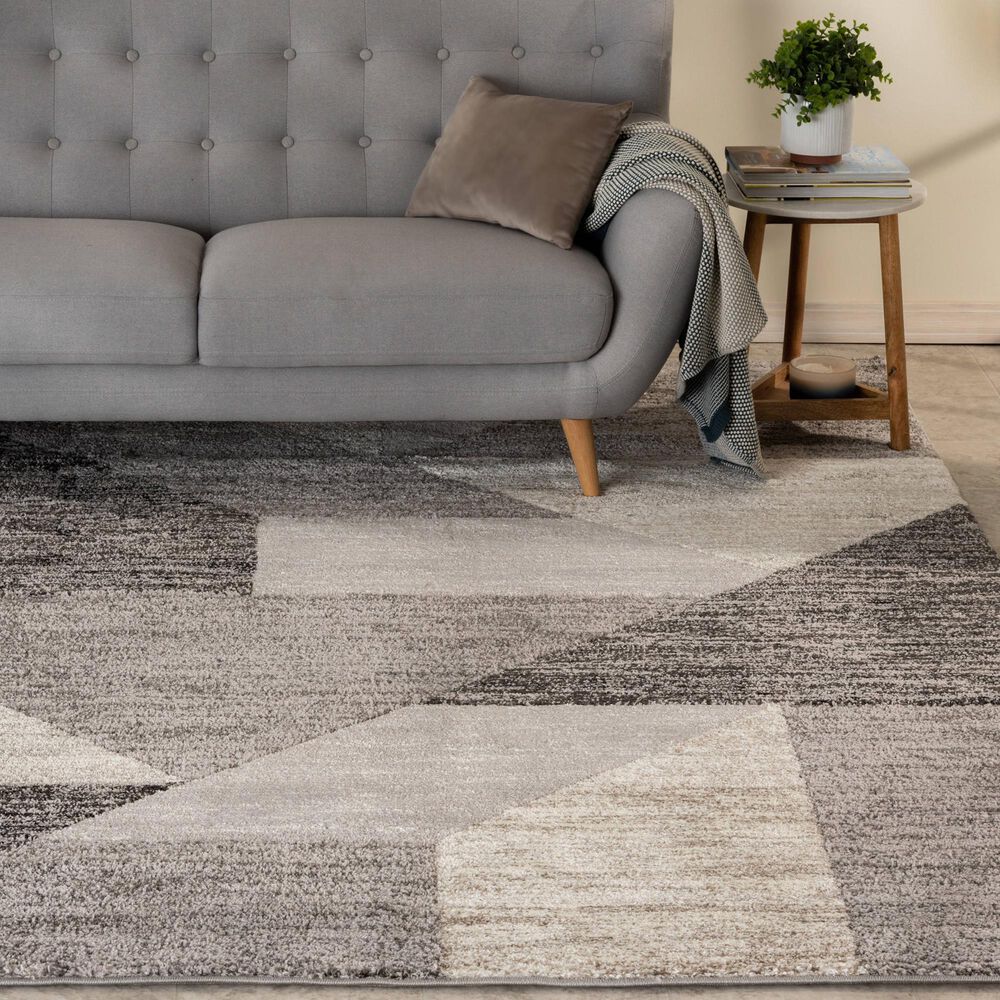 Central Oriental Structures Torrent Adley 6&#39;7&quot; x 9&#39;6&quot; Soot and Cloud Area Rug, , large