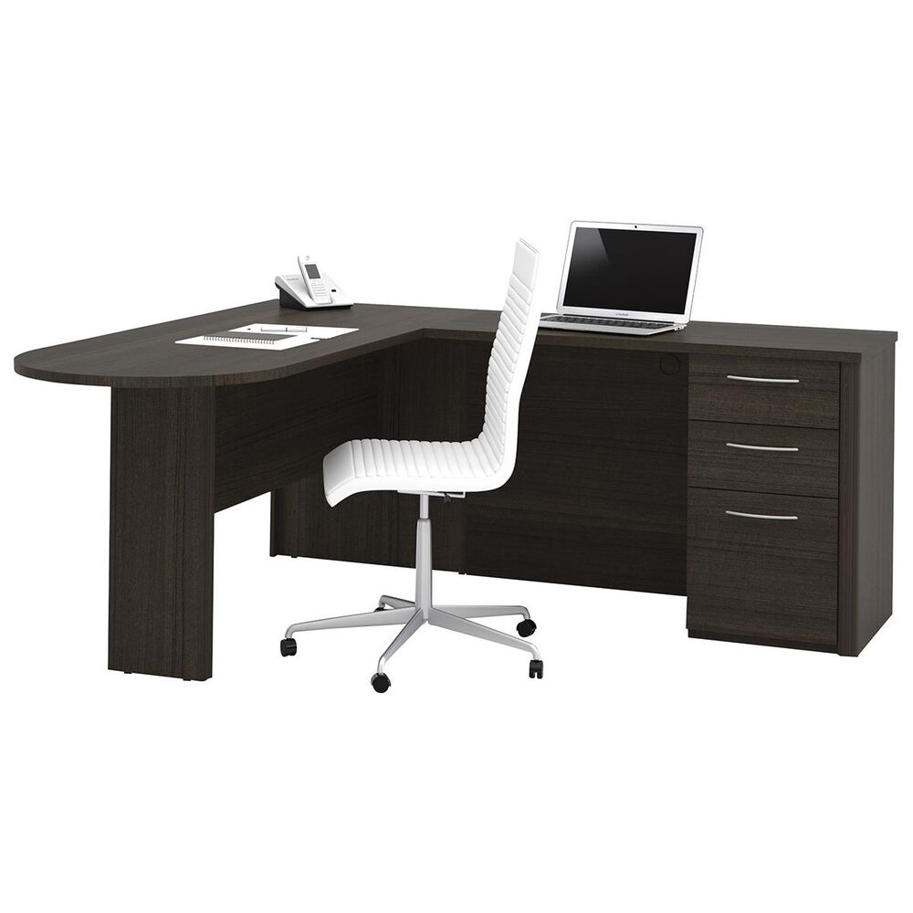 Bestar Embassy 66" L-Shaped Desk In Dark Chocolate, , large