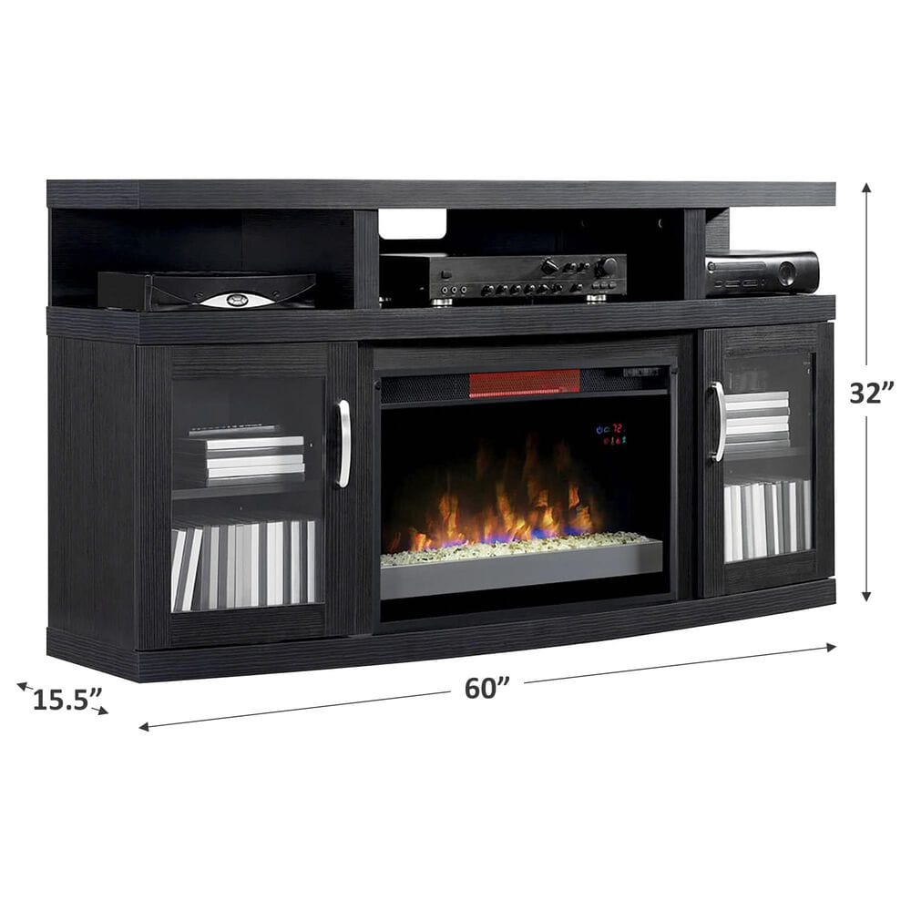 Fabio Flames Cantilever TV Stand with 26&quot; Infrared Quartz Electric Fireplace Insert, , large