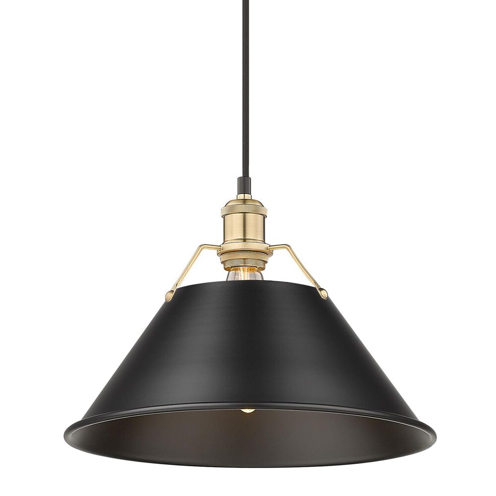 Golden Lighting Orwell 1-Light Wide Large Pendant with Matte Black Shade in Brushed Champagne Bronze, , large