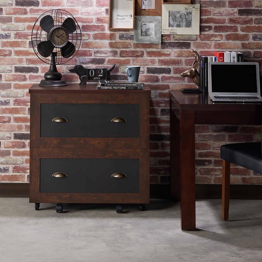 Furniture of America Phillips 2-Drawer File Cabinet in Vintage Walnut, , large