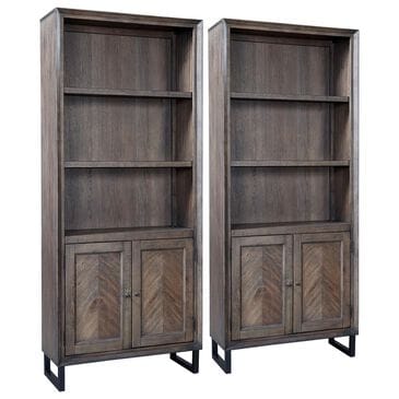 Riva Ridge Harper Point 76" 2-Door Bookcase in Fossil (Set of 2), , large