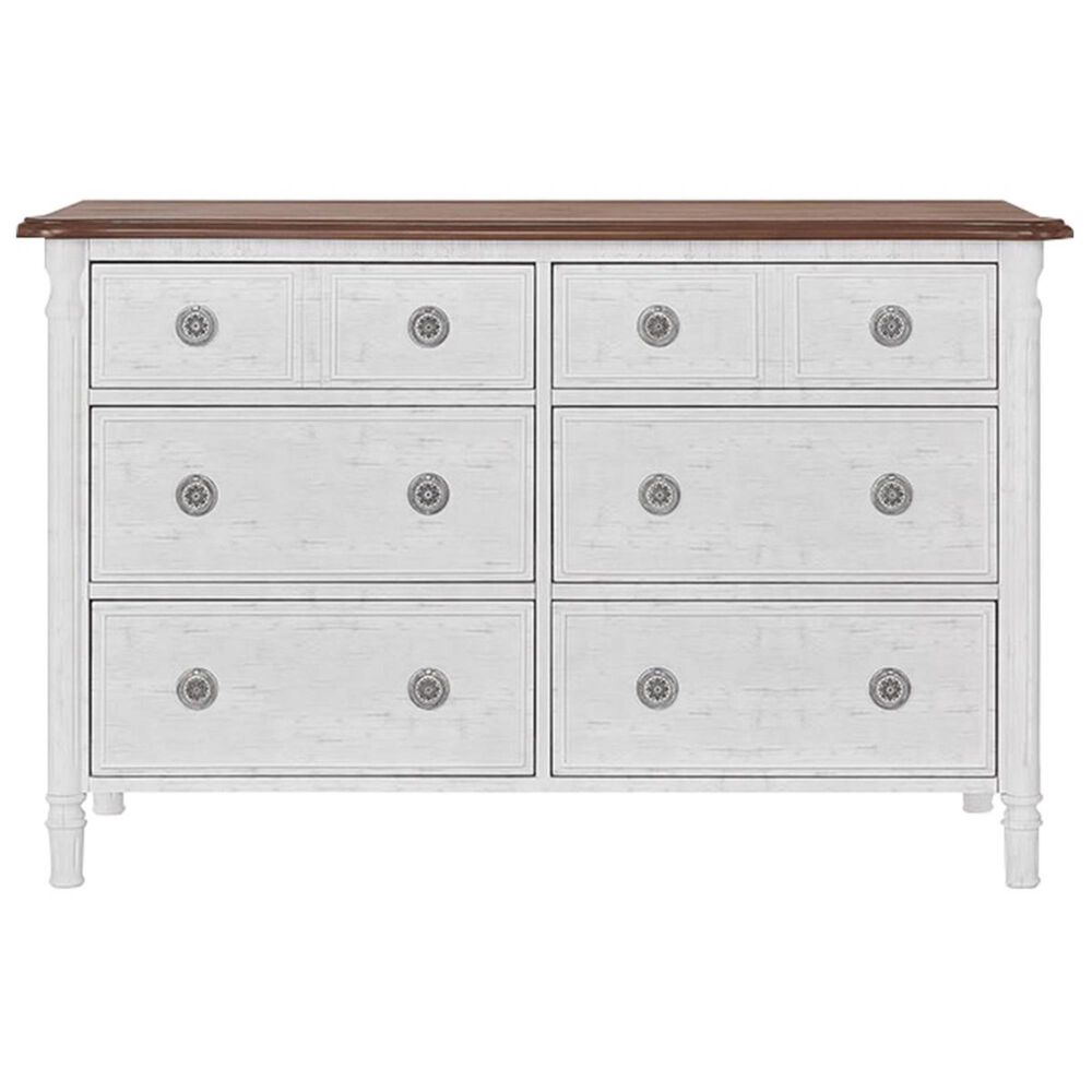 Evolur Julienne Double Dresser in Brush White and Toffee, , large