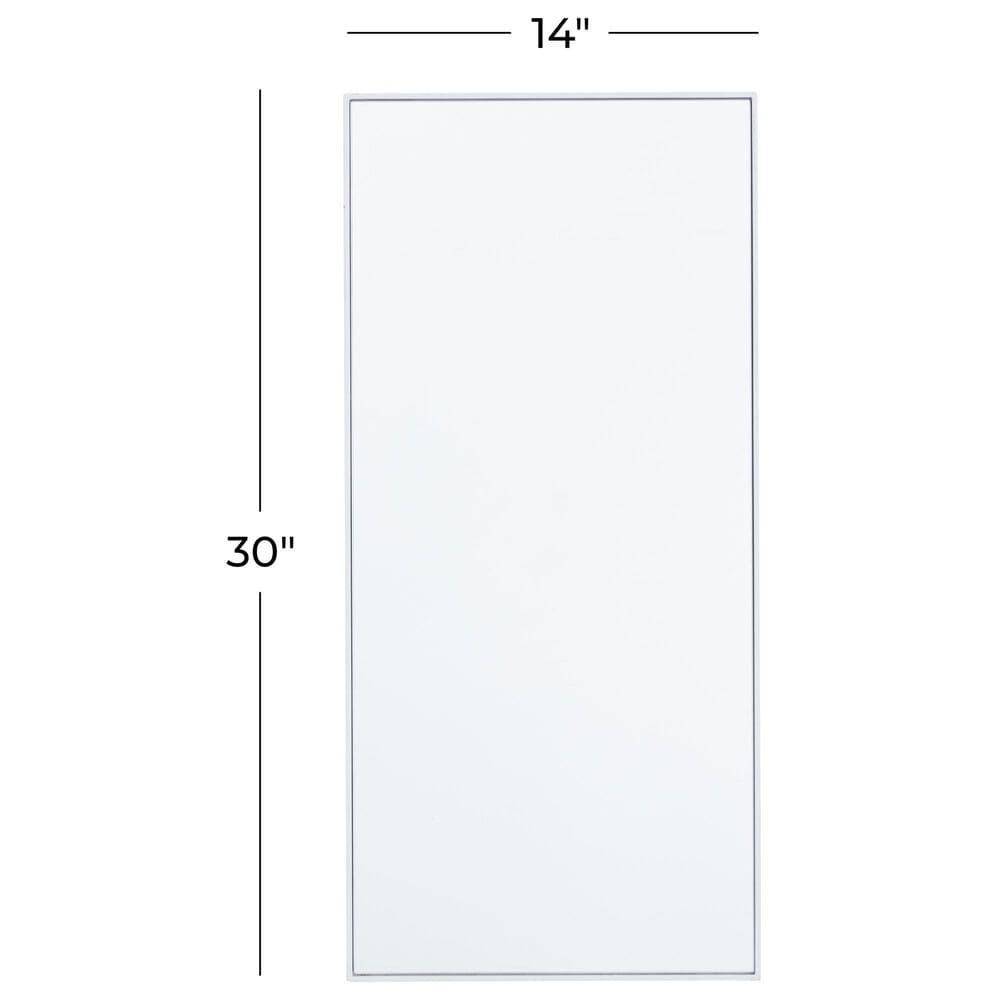 Maple and Jade 30&quot; x 14&quot; Rectangular Wood Wall Mirror with Thin Frame in White, , large