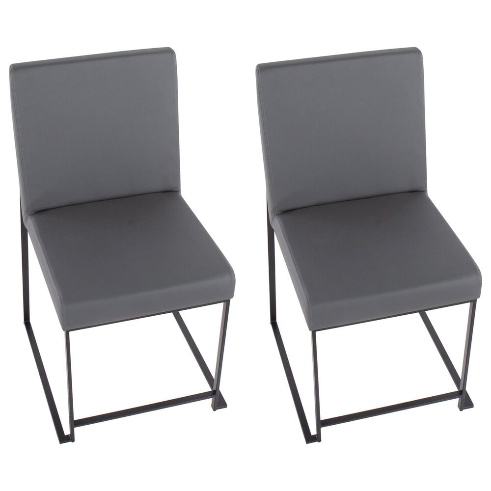LumiSource Fuji Side Chair with Grey Cushion in Black (Set of 2), , large