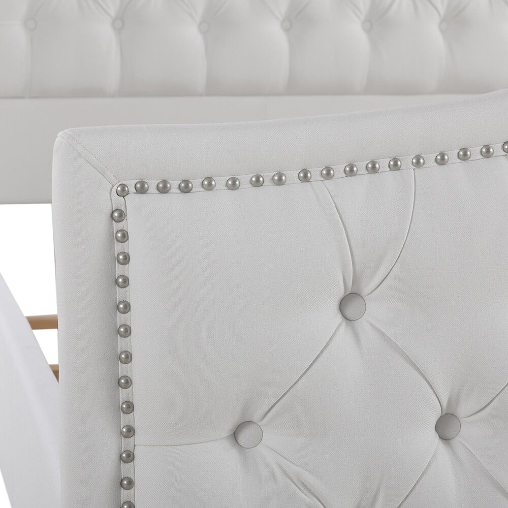 Jennifer Taylor Home Marcella King Upholstered Bed in Bright White NFM