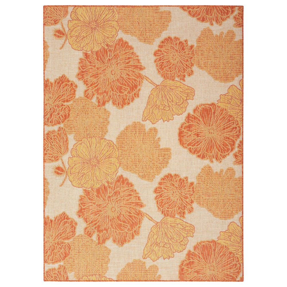 Nourison Garden Oasis Floral Coral 6&#39; x 9&#39; Indoor/Outdoor Area Rug, , large