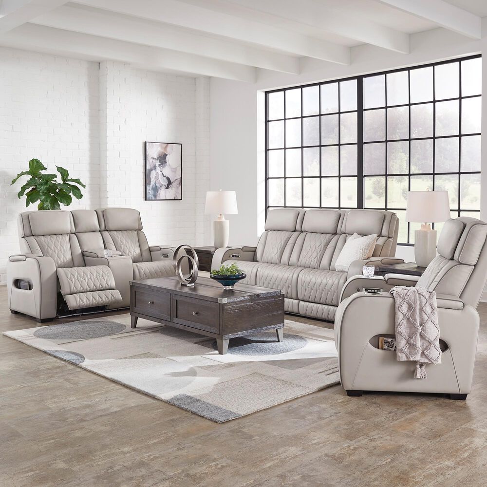 Ashley Boyington Leather Power Recliner in Gray, , large