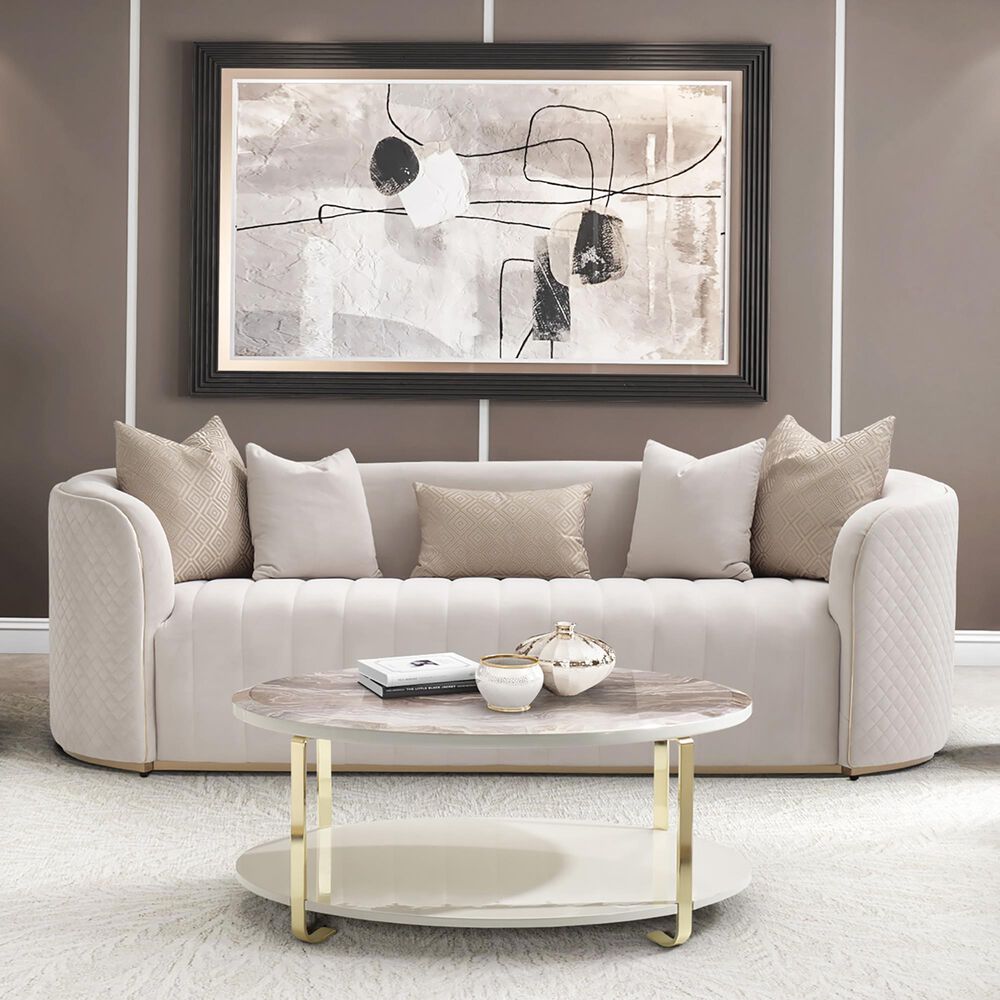 Vista Haus Ariana Stationary Sofa in Beige Velvet, , large