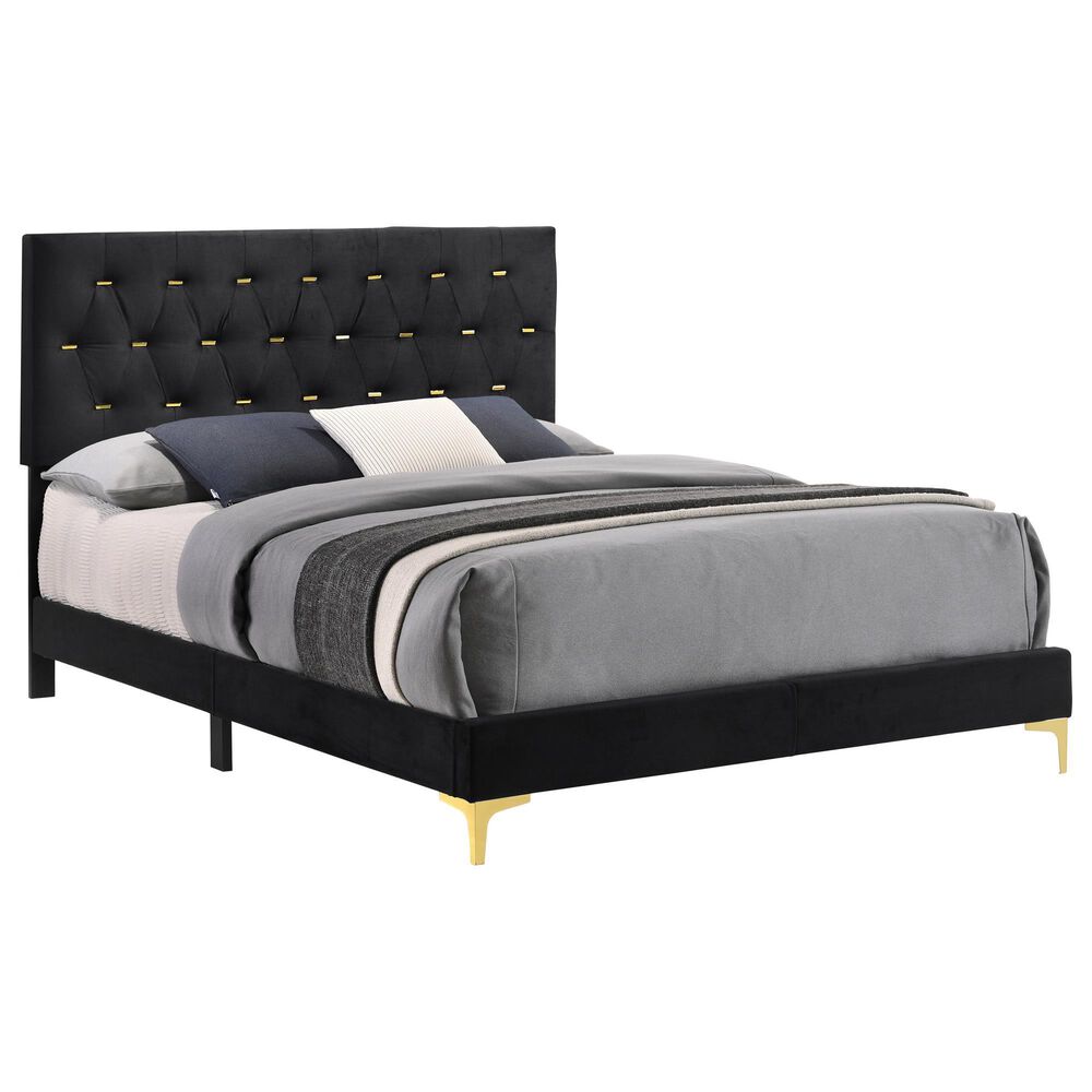 Pacific Landing Kendall 4-Piece Queen Upholstered Bedroom Set in Black and Gold, , large