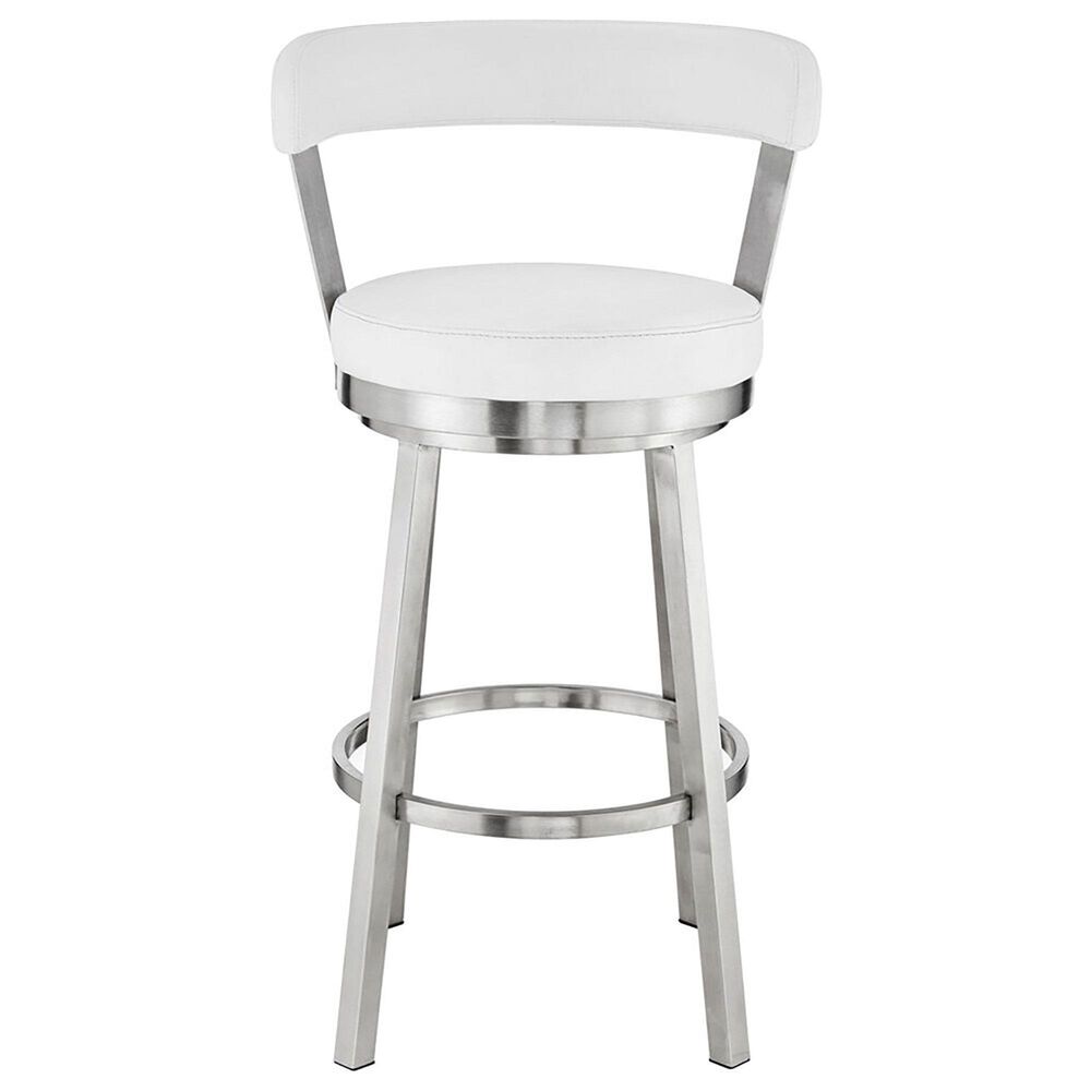Blue River Bryant 30&quot; Swivel Barstool with White Cushion in Stainless Steel, , large