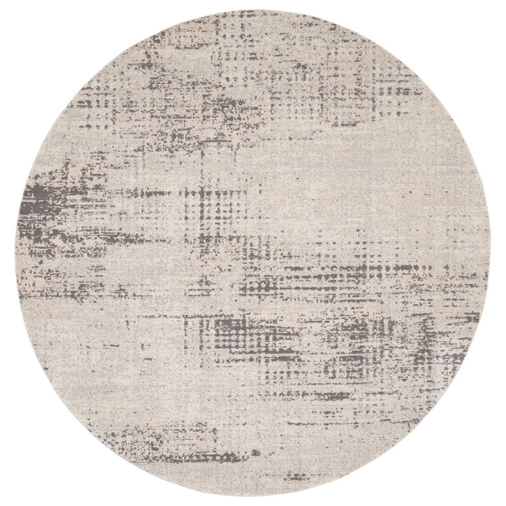 Nourison Rush 8" Round Ivory and Beige Area Rug, , large
