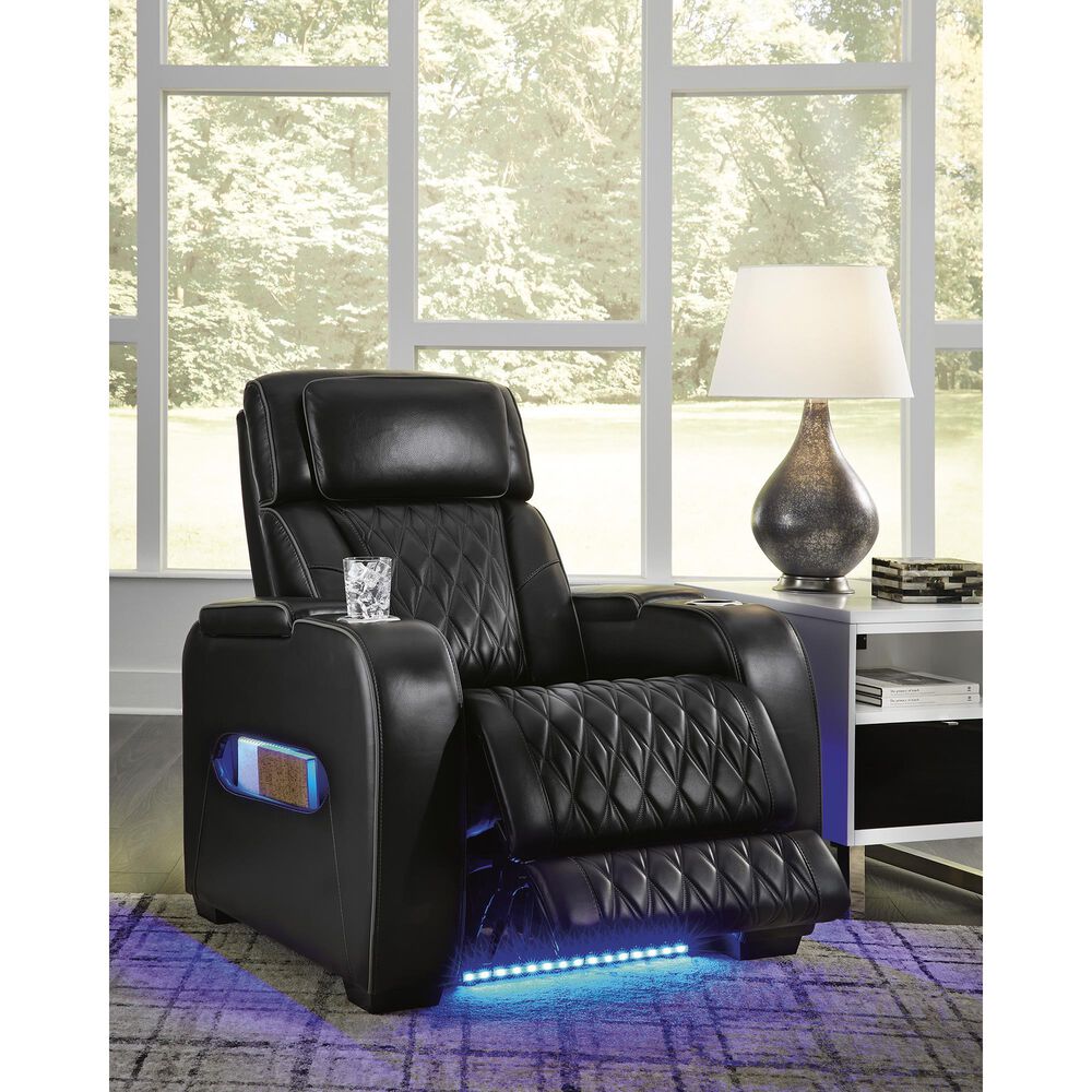 Ashley Boyington Leather Power Recliner in Black, , large