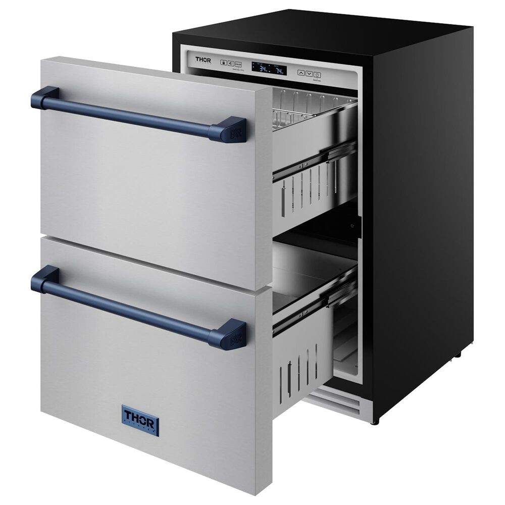 Thor Kitchen Gordon Ramsay 5.4 Cu. Ft. Undercounter Drawer Refrigerator with Blue Handle Kit in Stainless Steel, , large