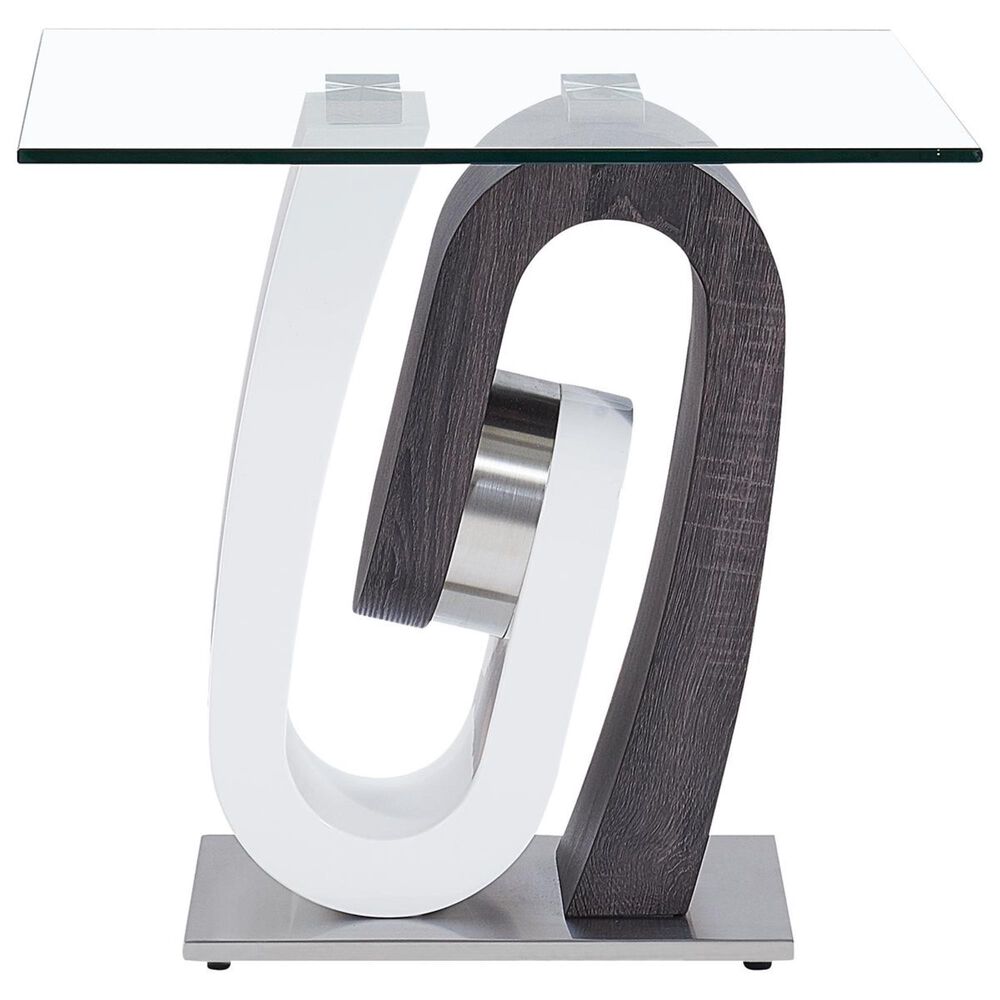 Modern Market End Table in White and Grey, , large