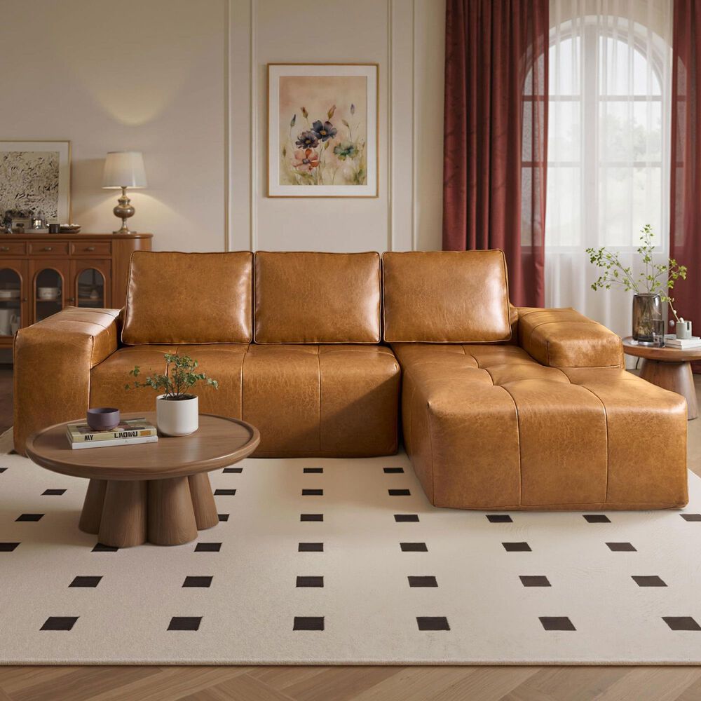 Noviland HOMLUX 2-Piece Mod Sectional with RAF Chaise in Brown, , large