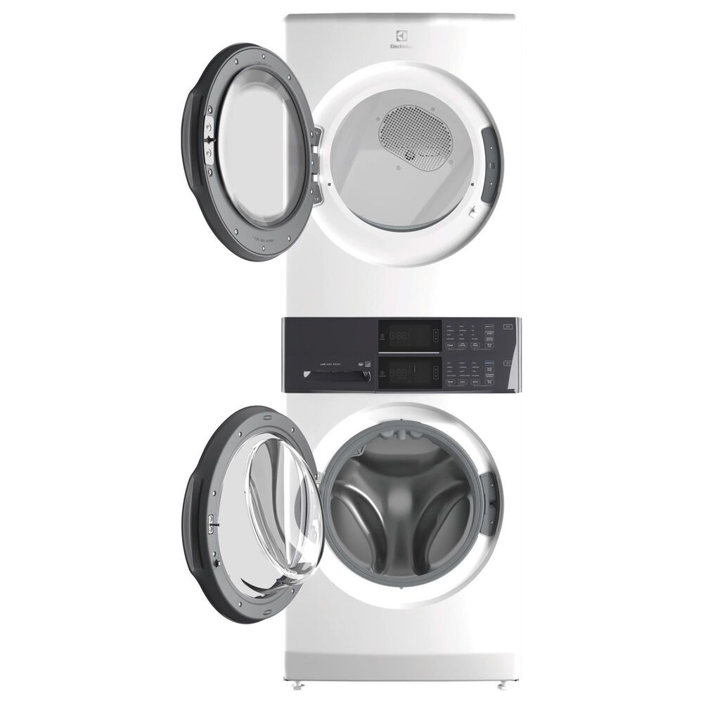 Electrolux 4.4 Cu. Ft. Front Load Washer and 8 Cu. Ft. Electric Dryer Stack Laundry with Chili Red Cordless 2-in-1 Vacuum in White, , large