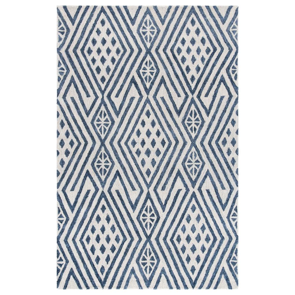 Safavieh Micro-Loop MLP611M 5" x 8" Blue and Ivory Area Rug, , large