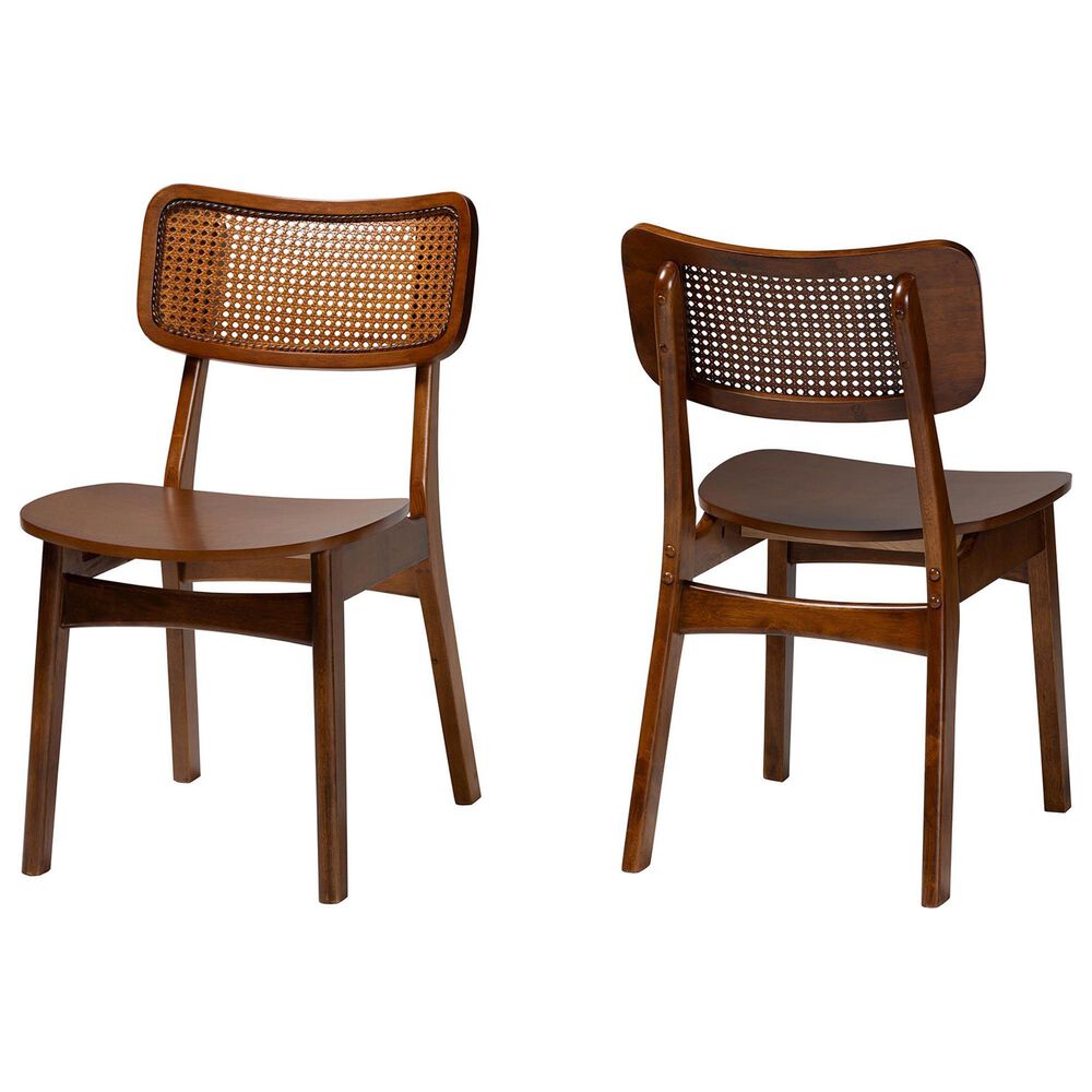 Baxton Studio Tafari Side Chair in Walnut Brown and Light Brown (Set of 2), , large