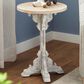 Maple and Jade Intricately Carved Scroll Accent End Table in Distressed Gray and Dark Brown, , large